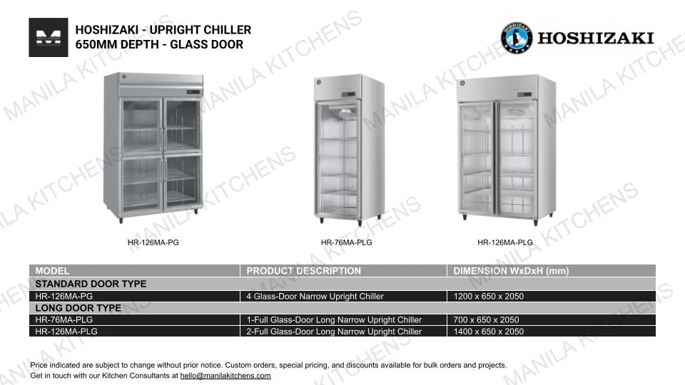Hoshizaki 2-Full Glass-Door Long Narrow Upright Chiller (HR-126AM-PLG)