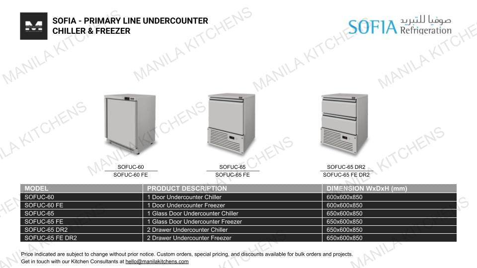 Sofia - 1 Glass Door Undercounter Chiller (SOFUC-65)