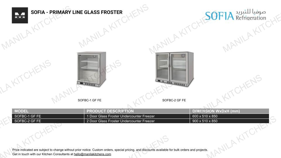 Sofia 2 Glass Froster Undercounter Freezer (SOFBC-1 GF FE)