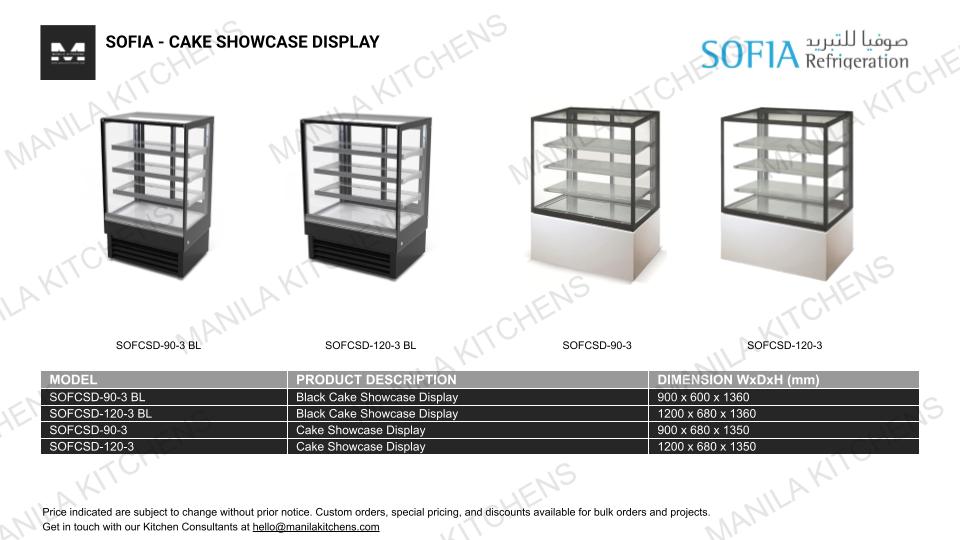 Sofia Black Cake Showcase Display (SOFCSD-90-3 BL)