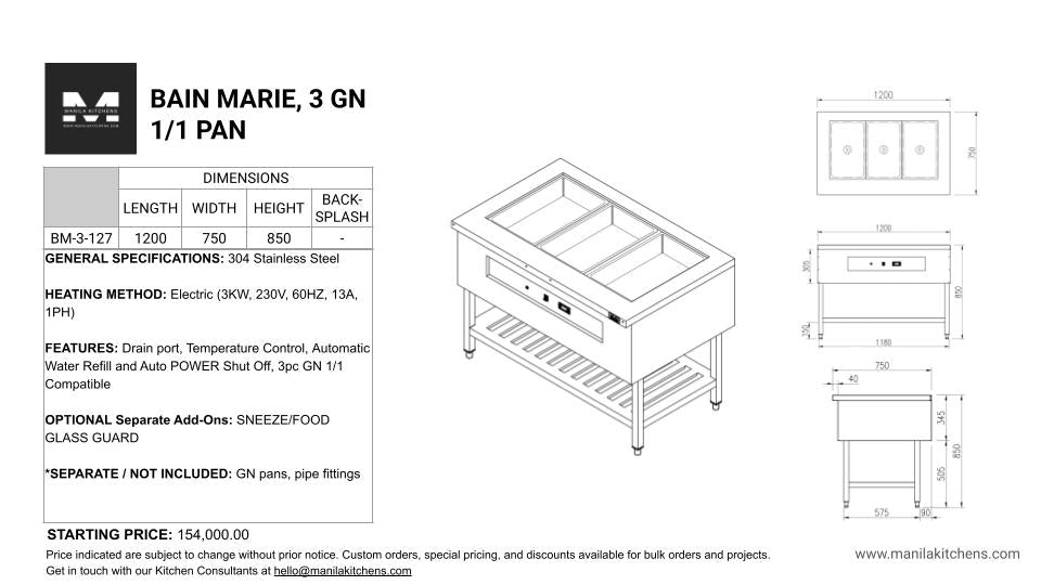 Baine Marie, 3 GN 1/1 Pan