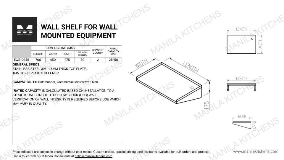 Wall Shelf For Wall Mounted Equipment