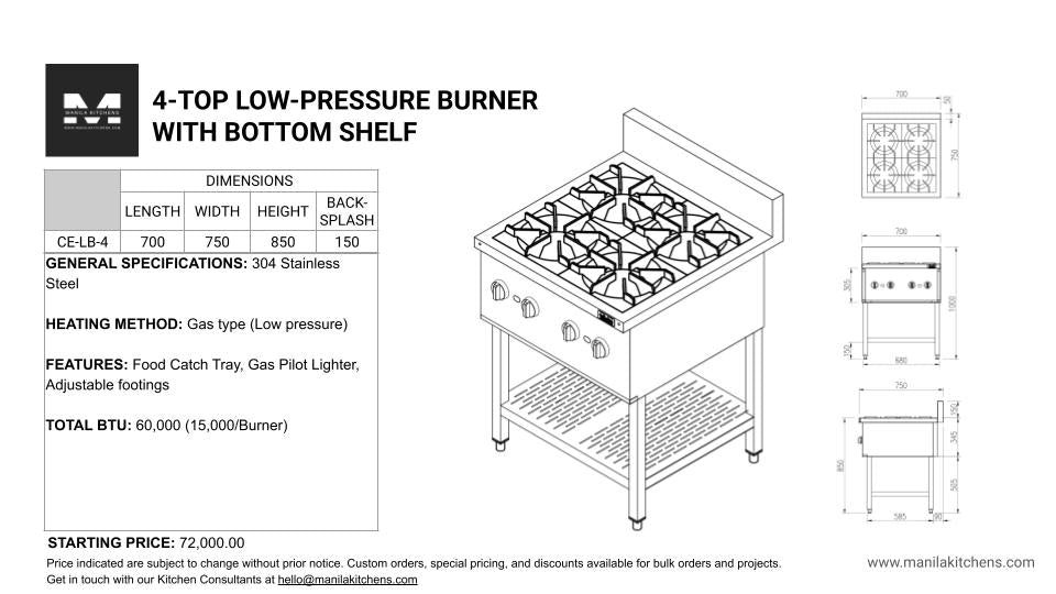 4-Top Burner with Bottom Shelf