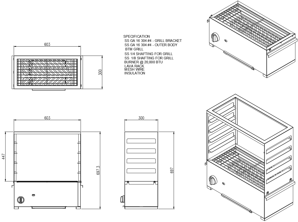 Japanese Style Lava Rock Grill (Tabletop)