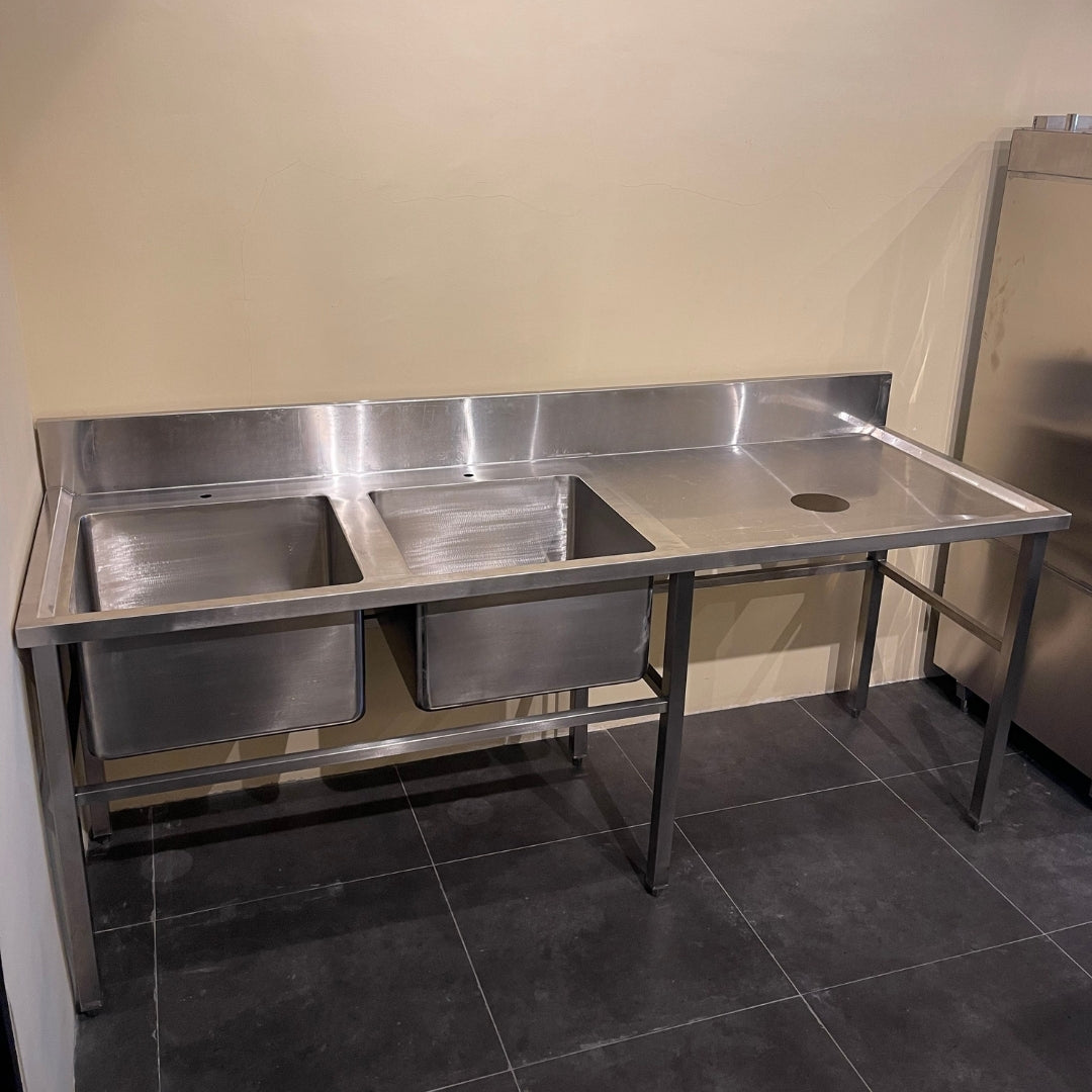 custom: 2 Compartment Sink with Garbage Chute