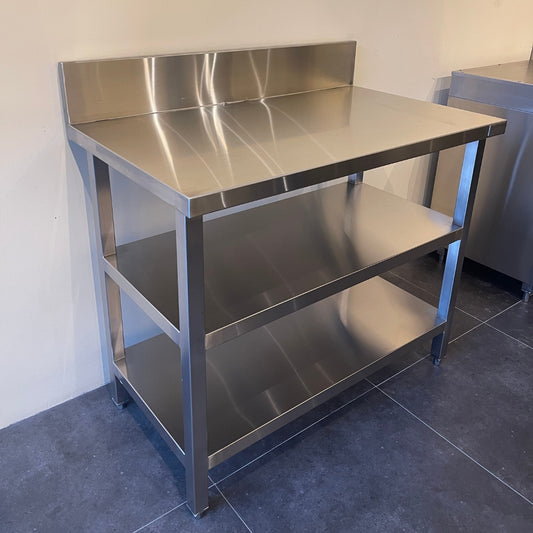 Table With Middle & Bottom Shelf With Backsplash (750 Series)