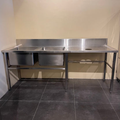 custom: 2 Compartment Sink with Garbage Chute