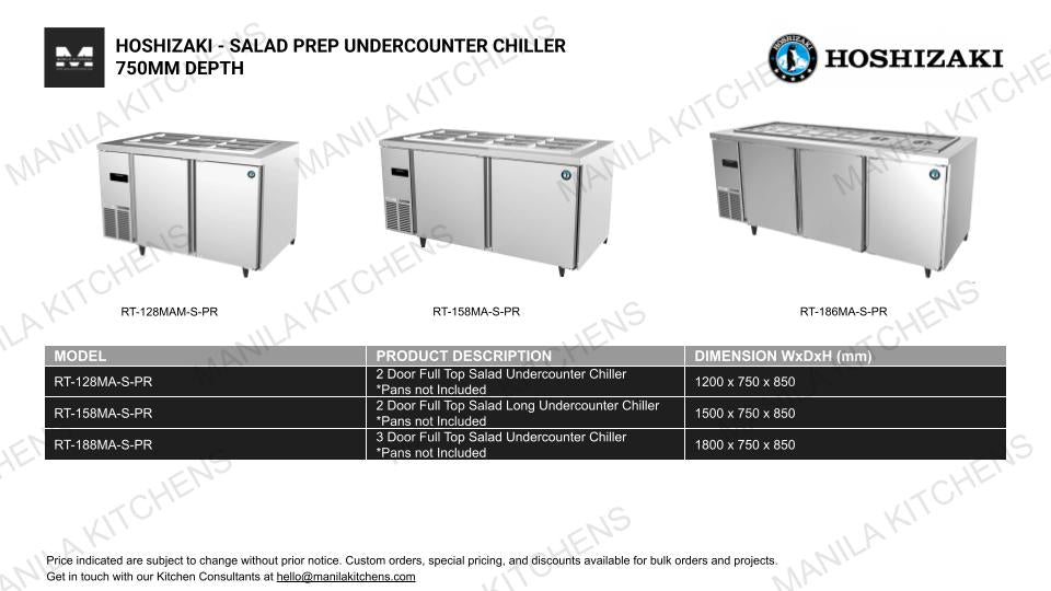 Hoshizaki 2-Door Full Top Salad Long Undercounter Chiller ( RT-158MA-S-PR)