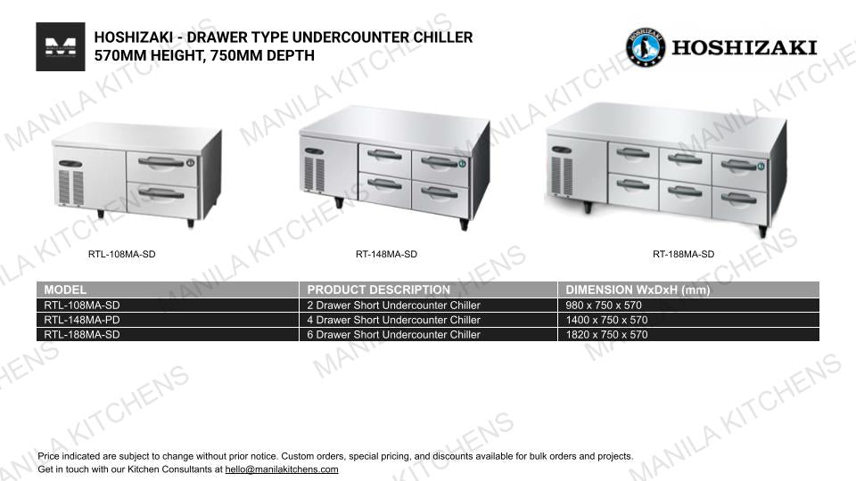 Hoshizaki 2 Drawer Short Undercounter Chiller (RTL-108MA-SD)