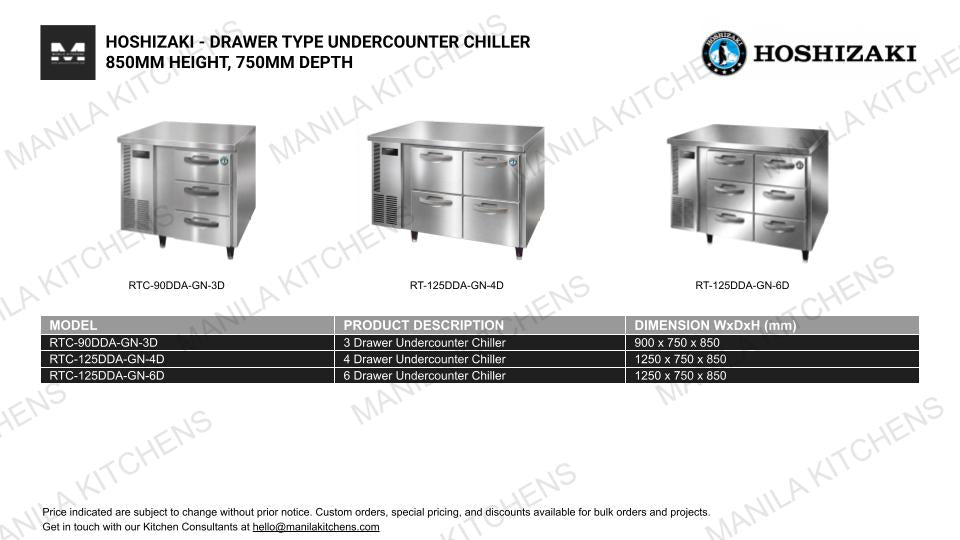 Hoshizaki 3 Drawer Undercounter Chiller (RTC-90DDA-GN-3D)