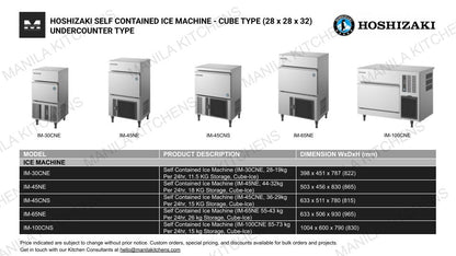 Hoshizaki Self Contained Ice Machine (IM-45NE, 44-32KG PER 24hr, 18 KG Storage, Cube-ice)