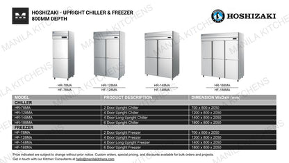 Hoshizaki 4 Door Long Upright Chiller (HR-148MA)