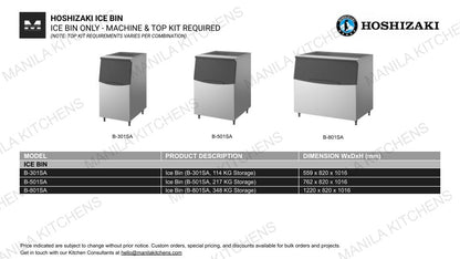 Hoshizaki Ice Bin Ice (Bin B-801SA, 348 KG Storage)