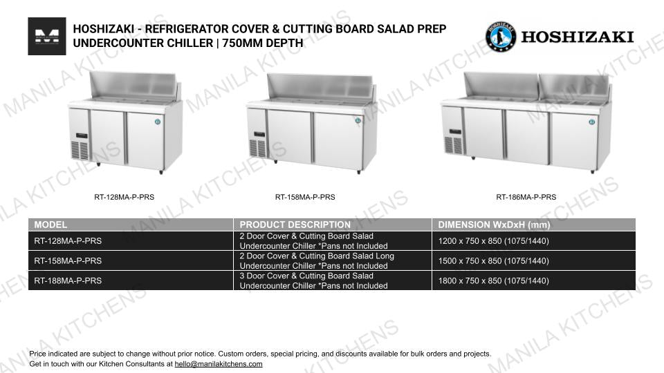 Hoshizaki 3 Door Cover and Cutting Board Salad Undercounter Chiller *Pans not included ( RT-188MA-P-PRS)