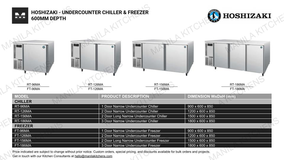 Hoshizaki 1 Door Narrow Undercounter Chiller (RT-96MA)