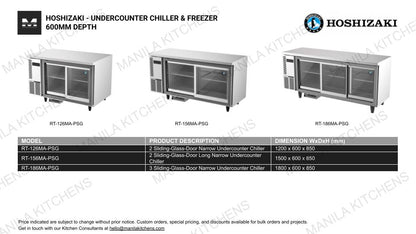 Hoshizaki 2-Glass-Door Narrow Undercounter Chiller (RT-126MA-PSG)
