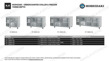 Hoshizaki 3-Glass-Door Undercounter Chiller (RT-188MA-SG)