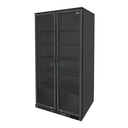 Sofia 2 Door Black Stainless Steel Bottle Upright Cooler (SOFBC-UP2 BS)