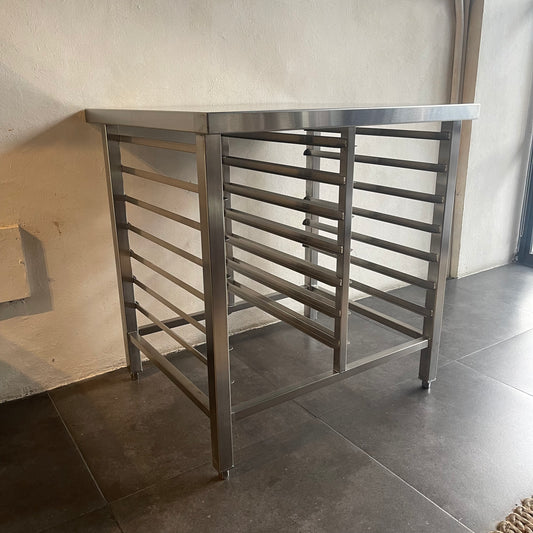 Combi Oven Table With Bottom Universal Pan Rack Mounts