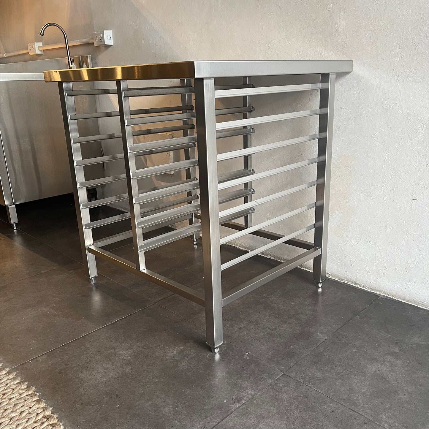 Combi Oven Table With Bottom Universal Pan Rack Mounts