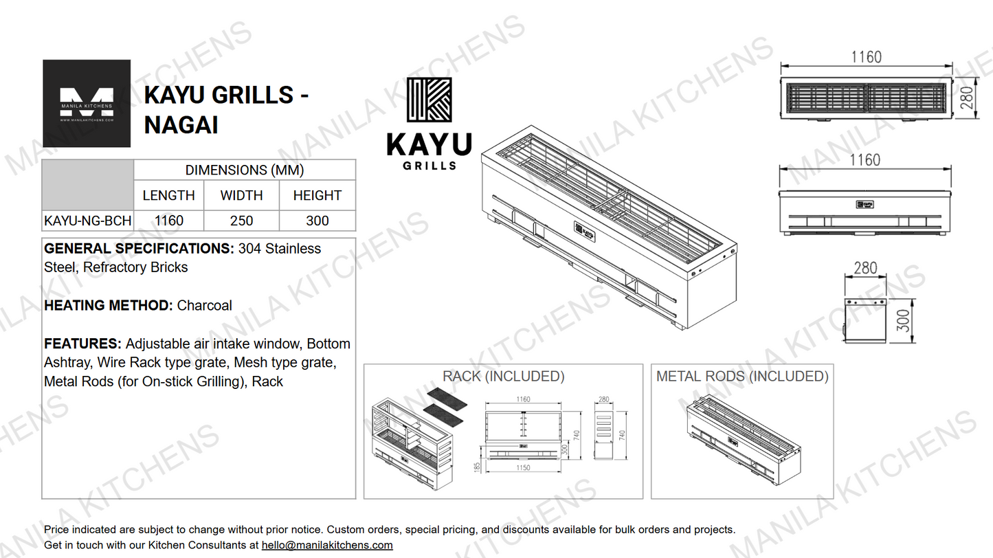 KAYU GRILLS - NAGAI (KAYU-NG-BCH) (Tabletop)