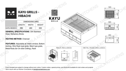 KAYU GRILLS - HIBACHI (KAYU-HB-BCH) (Tabletop)