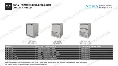Sofia - 1 Glass Door Undercounter Chiller (SOFUC-65)