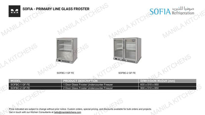 Sofia 2 Glass Froster Undercounter Freezer (SOFBC-1 GF FE)