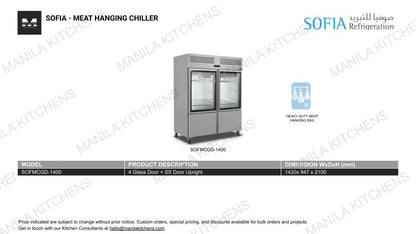 Sofia 4 Glass Door + SS Door Upright (SOFMCGD-1400)
