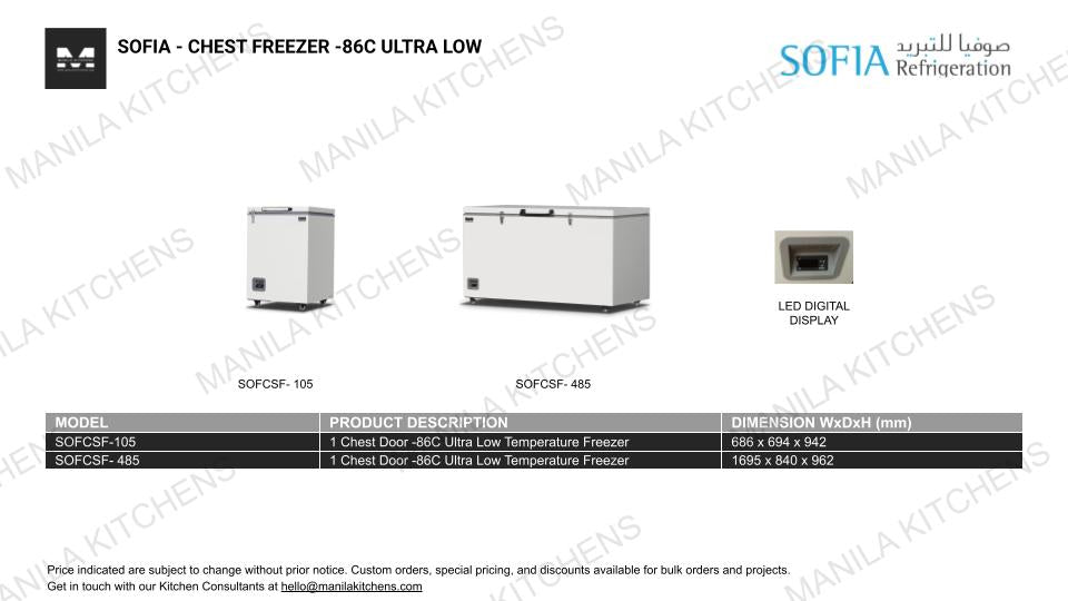 Sofia Chest Door -86°C Ultra-Low Temperature Freezer (SOFCSF-105)