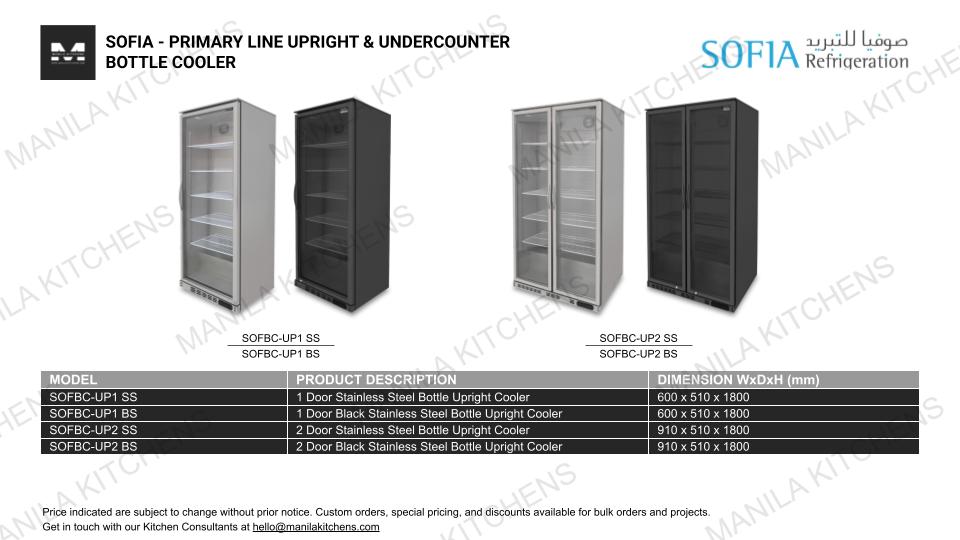 Sofia 1 Door Black Stainless Steel Bottle Upright Cooler (SOFBC-UP1 BS)