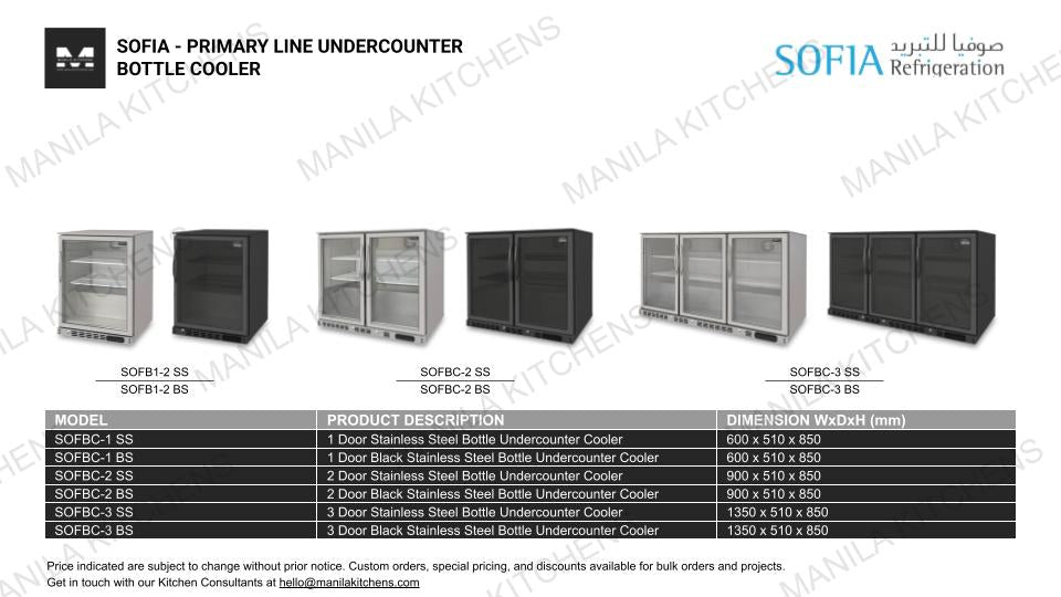 Sofia  3 Door Stainless Steel Bottle Undercounter Cooler (SOFBC-3 SS)