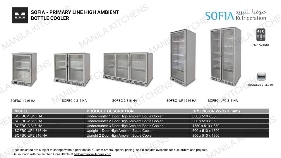 Sofia Undercounter 2 Door High Ambient Bottle Cooler (SOFBC-2 316 HA)