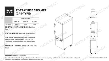 12-Tray Rice Steamer Gas Type
