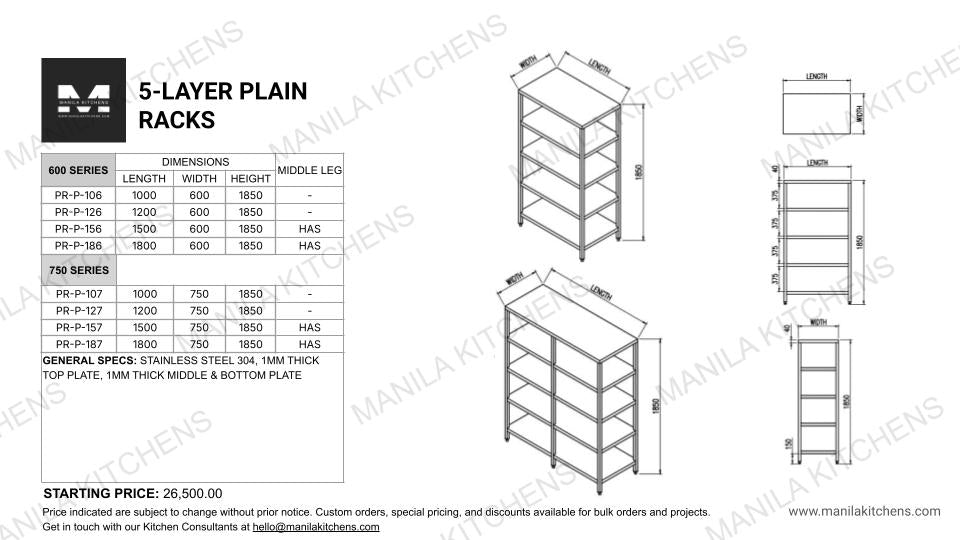 5-Layer Plain Racks (750 Series)