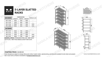 5-Layer Slatted Racks (600 Series) – Manila Kitchens