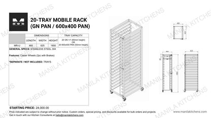 20-Tray Universal Mobile Rack