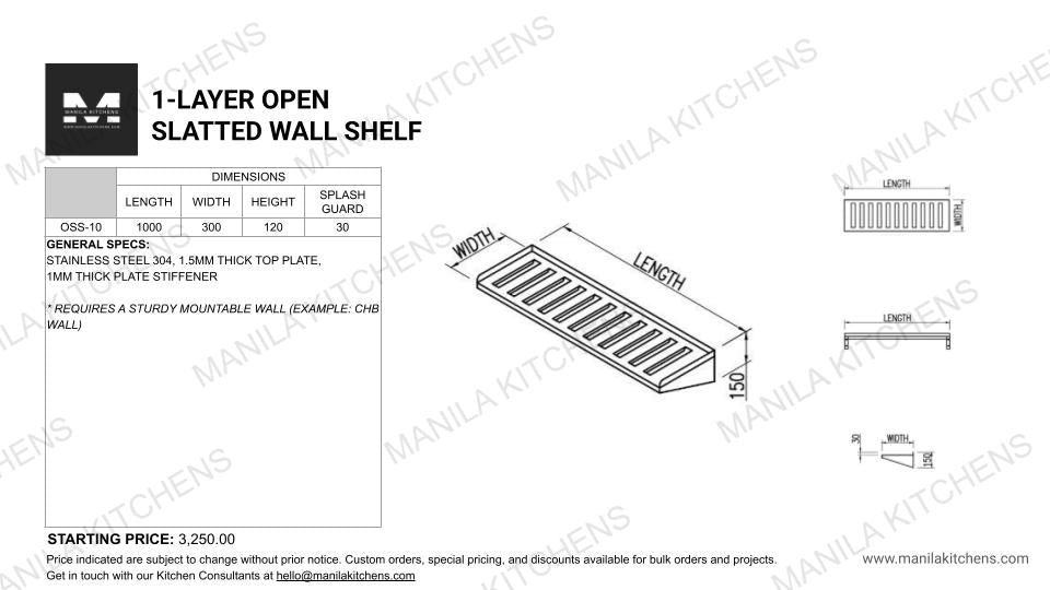1-Layer Open Slatted Wall Shelf