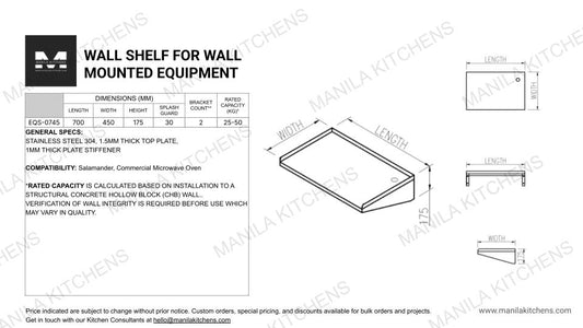 Wall Shelf For Wall Mounted Equipment