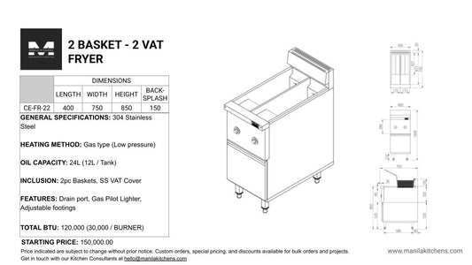 2 Basket - 2 Vat Deep Fryer
