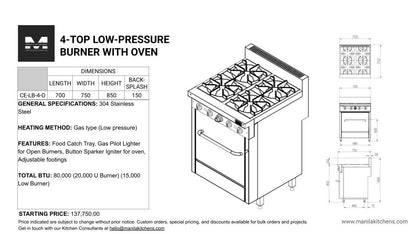 4-Top Low-pressure Burner with Oven