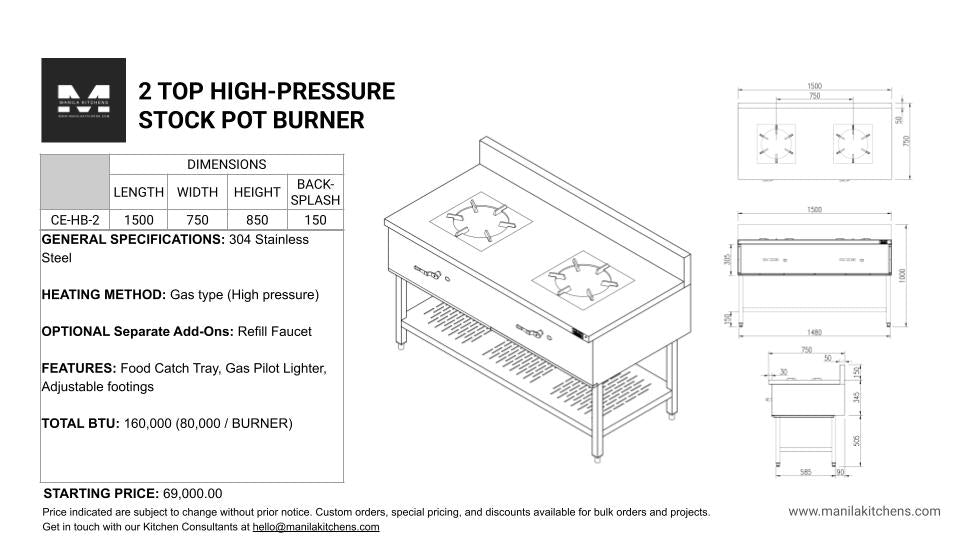 2-Top High-Pressure Stock Pot Burner